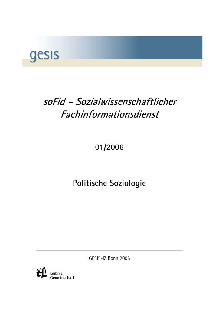 Sozialwissenschaftlicher Fachinformationsdienst Sofid - 