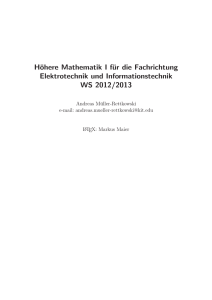 Höhere Mathematik I für die Fachrichtung Elektrotechnik und