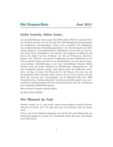 Der Kosmos-Bote Juni 2013 Liebe Leserin, lieber Leser, Der