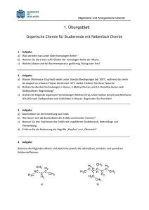 1. Übungsblatt Organische Chemie für Studierende mit Nebenfach