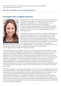 Preisträgerin 2014: Dr. Melanie Verhovnik