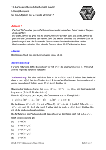 19. Landeswettbewerb Mathematik Bayern Lösungsbeispiele für die