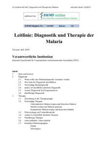 Leitlinie: Diagnostik und Therapie der Malaria