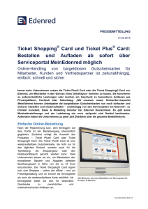 Ticket Shopping Card und Ticket Plus Card: Bestellen und Aufladen