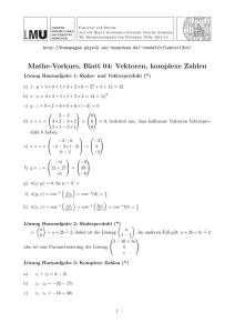 Mathe-Vorkurs, Blatt 04: Vektoren, komplexe Zahlen