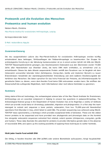 Proteomik und die Evolution des Menschen Proteomics and human