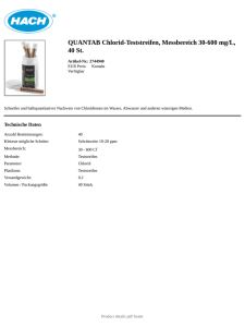 QUANTAB Chlorid-Teststreifen, Messbereich 30-600 mg/L