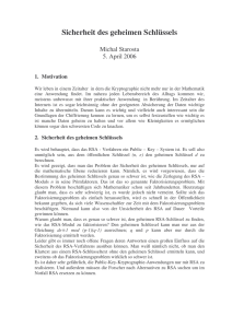 "Die Sicherheit des geheimen Schluessels" von Michal Starosta