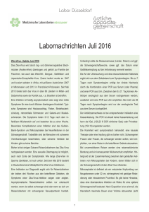 Labor-Newsletter Juli 2016 - Medizinische Laboratorien Düsseldorf