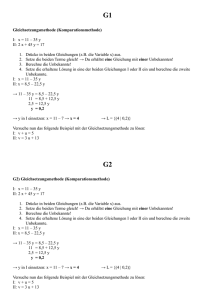 Gleichsetzungsmethode (Komparationsmethode) I: x = 11 – 35 y II: 2