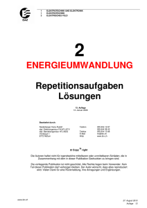 ENERGIEUMWANDLUNG Repetitionsaufgaben Lösungen