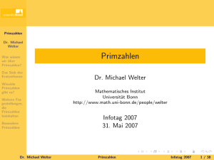 Primzahlen - Mathematisches Institut der Universität Bonn