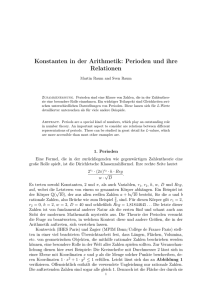 Konstanten in der Arithmetik: Perioden und ihre Relationen