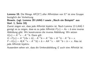 Lemma 10. Die Menge Afi (K n) aller Affinitäten von Kn ist eine