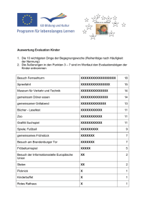 Auswertung Evaluation Kinder 1. Die 10 wichtigsten Dinge der