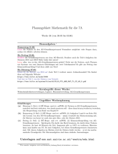 Planungsblatt Mathematik für die 7A