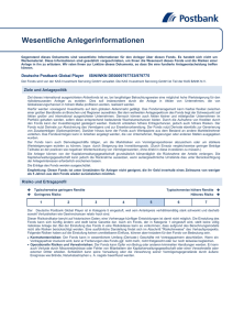 Wesentliche Anlegerinformationen Deutsche Postbank Global Player