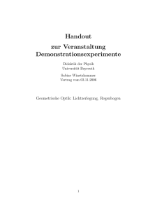 Handout zur Veranstaltung Demonstrationsexperimente