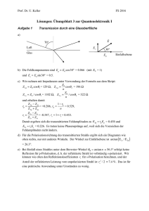 Lösungen: Übungsblatt 3 zur Quantenelektronik I
