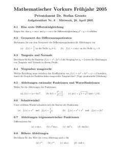 Mathematischer Vorkurs Frühjahr 2005