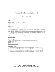 Planungsblatt Mathematik für die 1E