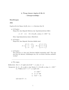2. Übung Lineare Algebra II für M Lösungsvorschläge Hausübungen