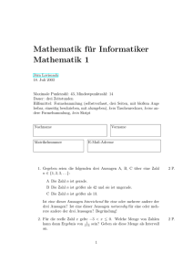Mathematik für Informatiker Mathematik 1