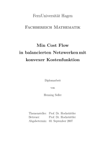 FernUniversität Hagen Fachbereich Mathematik Min Cost Flow in