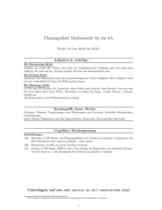 Planungsblatt Mathematik für die 6A