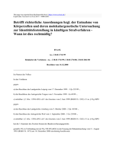 Betrifft richterliche Anordnungen bzgl. der Entnahme von