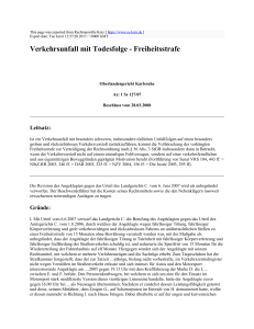 Verkehrsunfall mit Todesfolge - Freiheitsstrafe : Rechtsanwälte Kotz