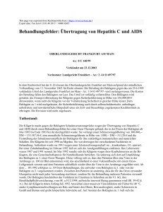 Behandlungsfehler: Übertragung von Hepatitis C und AIDS