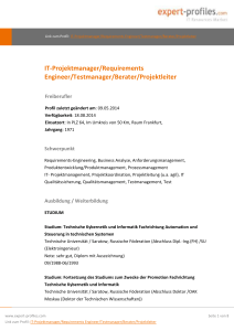 IT-Projektmanager/Requirements Engineer/Testmanager/Berater