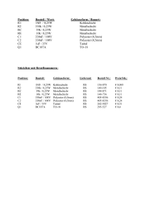 Bauteilliste für Transistorverstärkerprojekt von Tomy (stueckliste