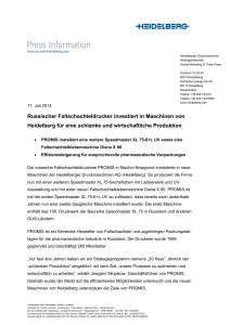 17.07.2014 - Pressemeldung - Heidelberger Druckmaschinen