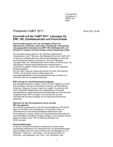 Zucchetti auf der CeBIT 2017. Lösungen für ERP, HR