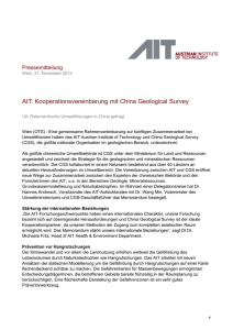 AIT: Kooperationsvereinbarung mit China Geological Survey