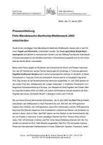 Pressemitteilung Felix Mendelssohn-Bartholdy