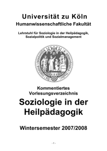 Soziologie in der Heilpädagogik - Humanwissenschaftliche Fakultät