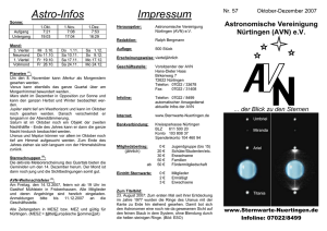 Astro-Infos Impressum - Sternwarte Nürtingen