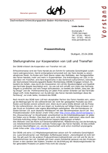 Stellungnahme zur Kooperation von Lidl und TransFair