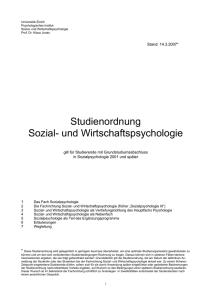Studienordnung Sozial- und Wirtschaftspsychologie