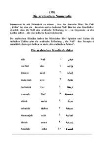 (38) Die arabischen Numeralia ٠ ٢ ٣ ٤ ٥ ٦ ٧ ٨ ٩