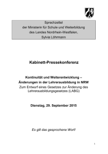 Sprechzettel Ministerin Löhrmann 29. September 2015