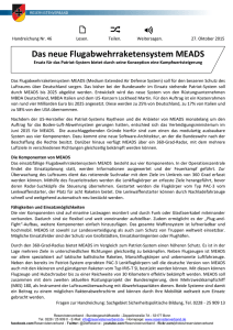 Das neue Flugabwehrraketensystem MEADS