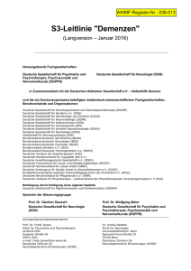 S3-Leitlinie "Demenzen"