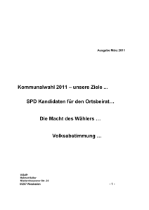 Kommunalwahl 2011 – unsere Ziele SPD Kandidaten für den