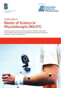 Master of Science in Physiotherapie (MScPT)