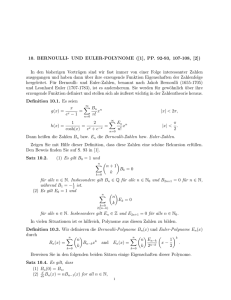 10. BERNOULLI- UND EULER-POLYNOME ([1], PP. 92-93, 107