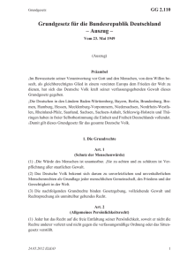Grundgesetz für die Bundesrepublik Deutschland – Auszug –